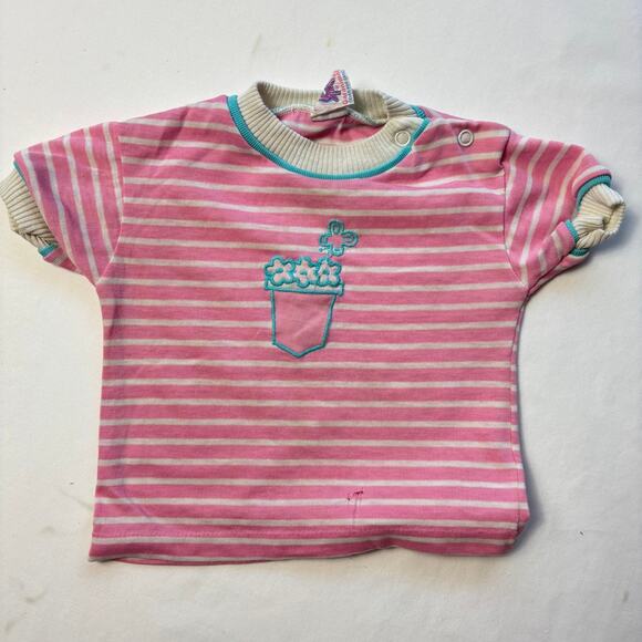 Vintage Other - Vintage Flower Striped Tee 12-18 months